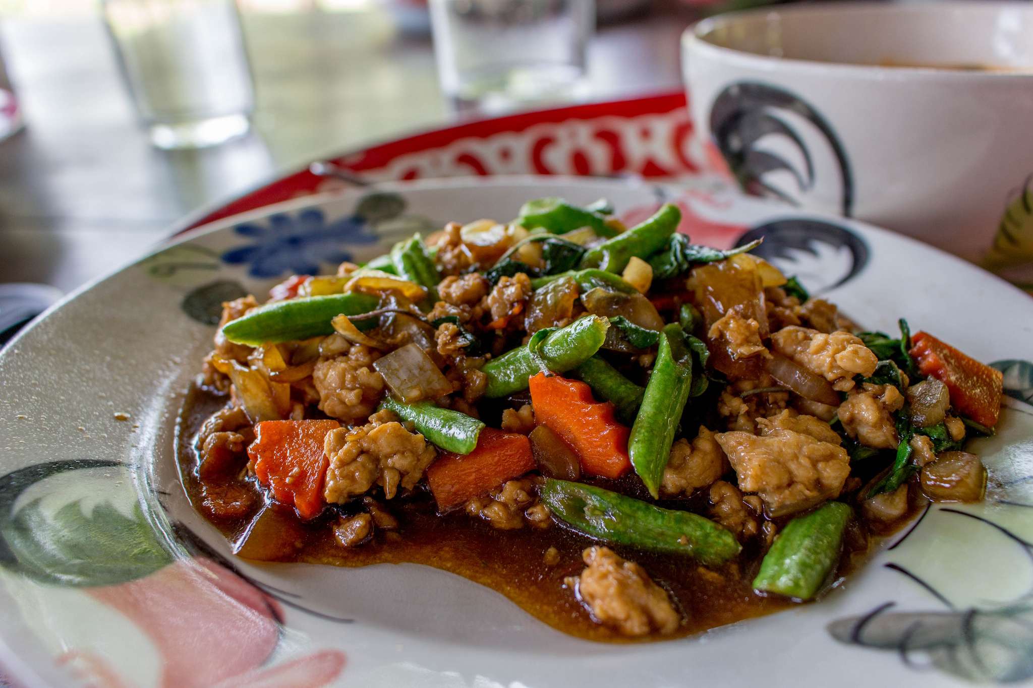 Thai farm Chiang Mai cooking school chicken basil stir-fry