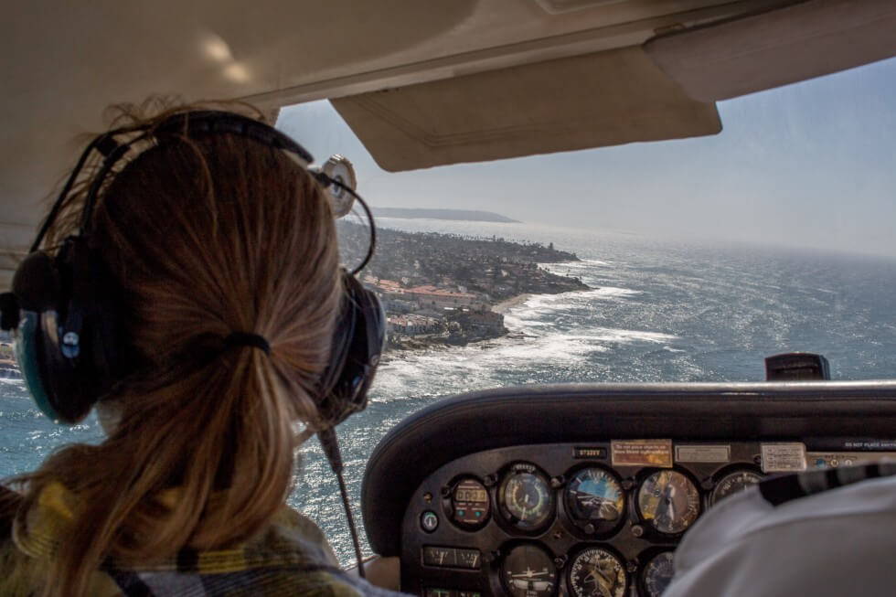 Jenny looking over the coast San Diego Flight Lessons