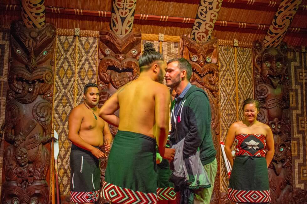 Chief Nose Rub Waitangi Treaty Grounds Haka Tours New Zealand