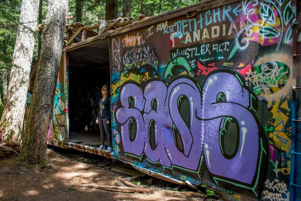 Colorful Train Wreck Hike Graffitti Whistler Canada