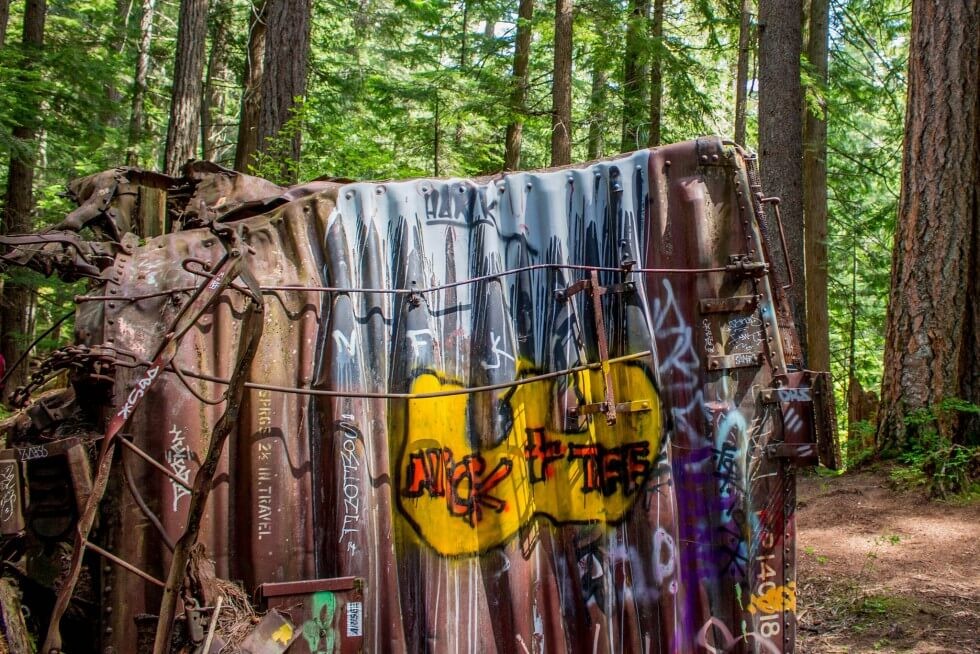 Train Wreck Graffitti Whistler Canada