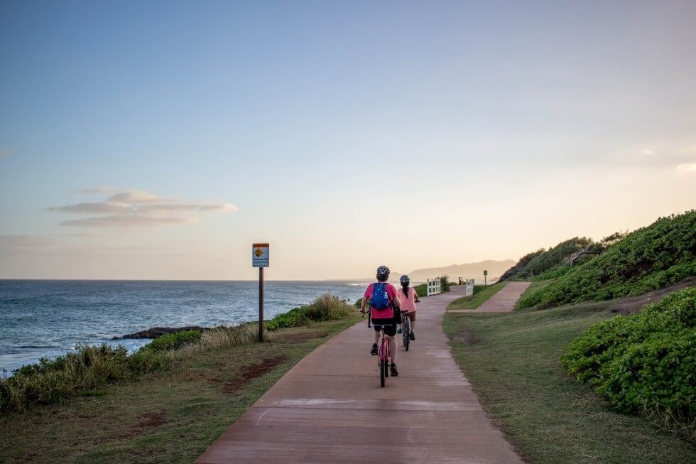 Biking along the Kapaa Pedestrian Trail Best of Kauai
