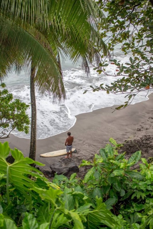 Surfer on Hamoa Beach Hana Maui